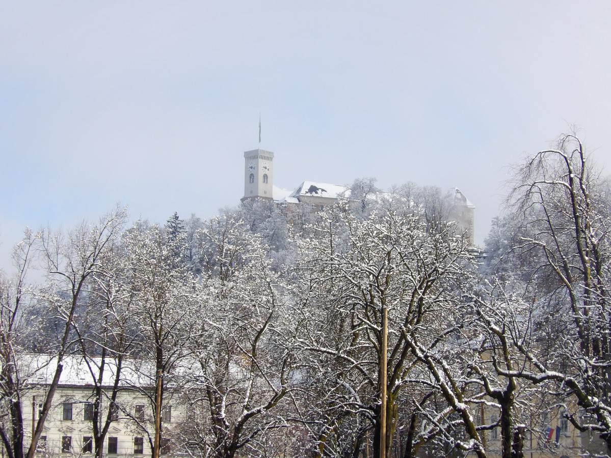 Le château de Ljubljana sous la neige