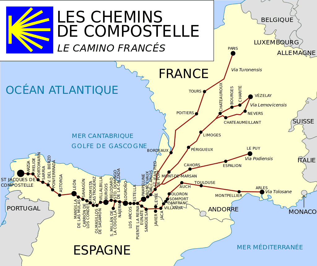 camino frances etapes carte