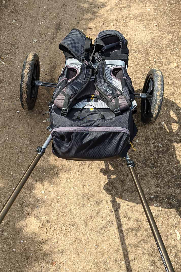 itinérance avec chariot randonnée